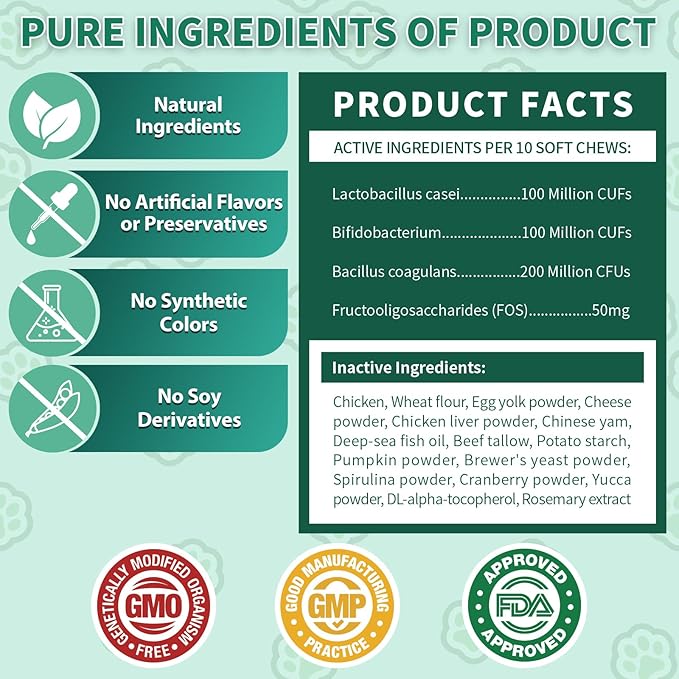 Cat Probiotics Tasty Chews for Digestive & Gut Support - Crunchy & Creamy Texture - Cat Gut Health, Constipation Relief, Healthy Stool, Natural Supplement for Cats, Chicken Flavor - 500 Chews-Mewly Pet