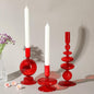 Rtteri 3 Pcs Glass Candlestick Holders Glass Candle Holders Groovy Wavy Elegant Taper Candle Stick for Wedding Home Birthday Party Christmas Halloween Decoration Windowsill Decor(Red)
