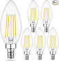 Cotanic Dimmable E12 Candelabra LED Bulb 5000K Daylight 60W Equivalent, Ceiling Fan Light, Type B Candle C35 Filament Chandelier Clear Glass, 600LM, 6 Pack