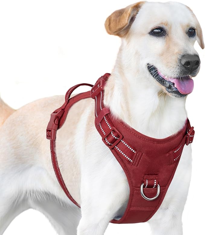 No Pull Dog Harness, Reflective Puppy Vest for Small Medium Large Sized Dog(Burgundy Red,L)-Mewly Pet