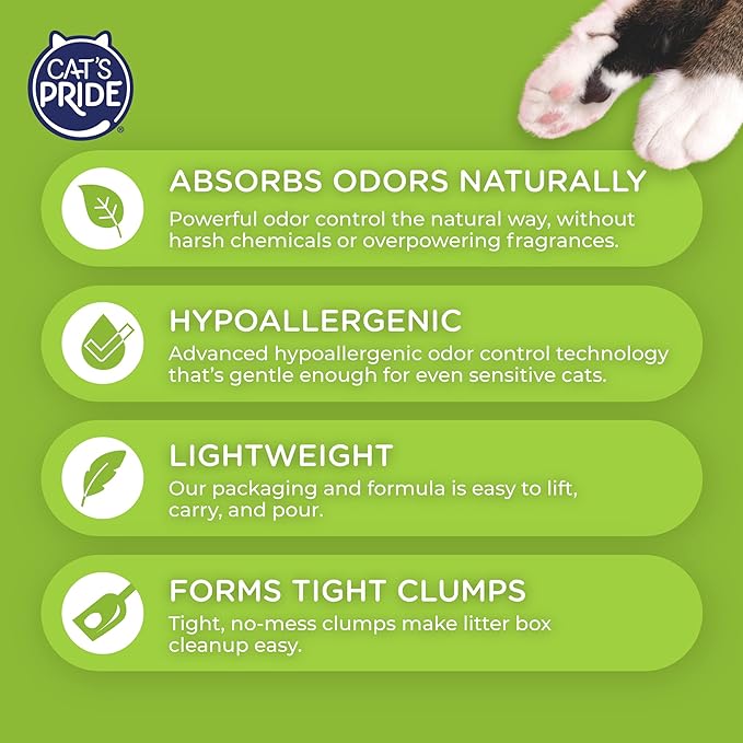 Cat's Pride Lightweight Clumping Litter: Natural - Powerful Odor Control - Unscented, 10 Pounds-Mewly Pet