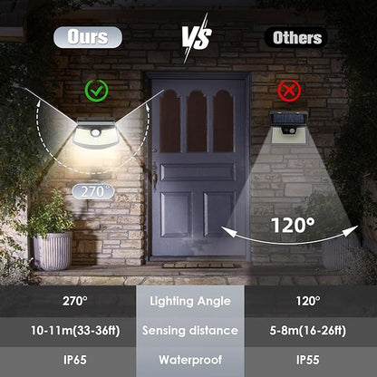 Aootek New Solar Motion Sensor Lights 120 LEDs with Lights Reflector,270° Wide Angle, IP65 Waterproof, Step Lights for Front Door, Yard, Garage, Deck (Front Button 6-Pack)