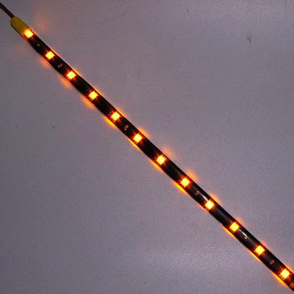 DC 12V Waterproof 1Ft 12 LED Strip Underbody Light with 6 inches Wires for Motor (Amber/Yellow,Pack of 6)