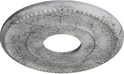 Ekena Millwork CM12BRUWC Bradford Hand-Painted Ceiling Medallion , Ultra Pure White Crackle