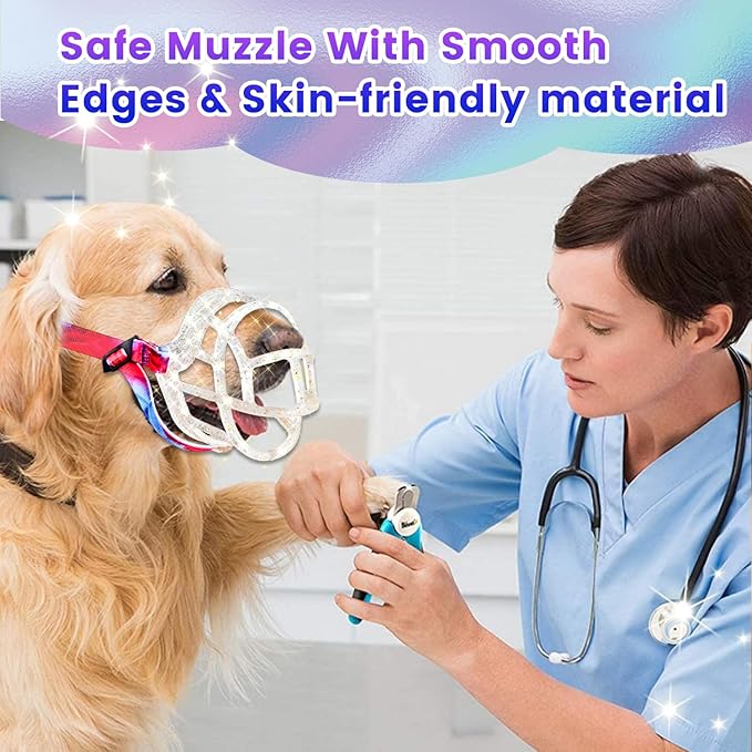 Basket Muzzle Allows Panting Drinking - Anti Biting Chewing, Suitable for Grooming Trimming Training, Transparent, Size 4-Mewly Pet