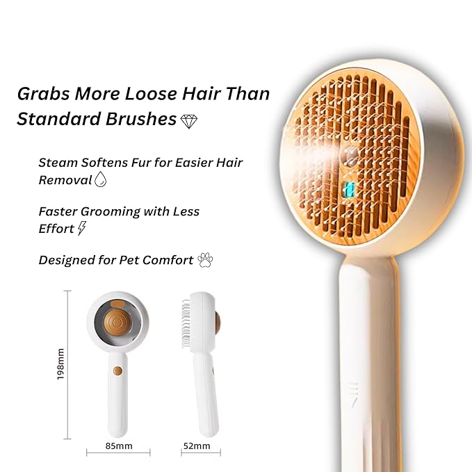Steam Pet Grooming Brush for Dogs & Cats – Self-Cleaning De-Shedding & Hair Removal Comb with Water Spray, Anti-Static & Massage Tool for Long & Short Hair by Vivid Creations-Mewly Pet
