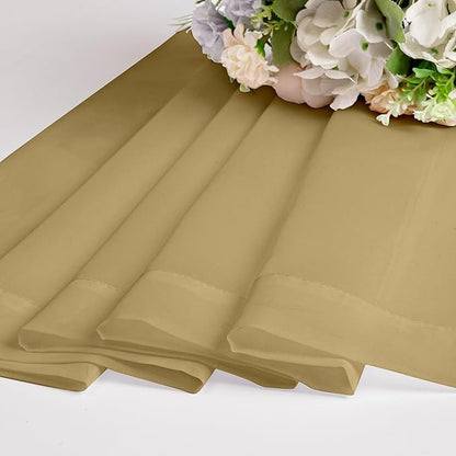 Chyhomenyc Gold Sheer Curtains 63 Inch Length 2 Panels, Rod Pocket Solid Window Sheer Curtain Panels, Elegant Curtains & Drapes for Living Room Bedroom 2 Panels (Gold, 42 W x 63 L)