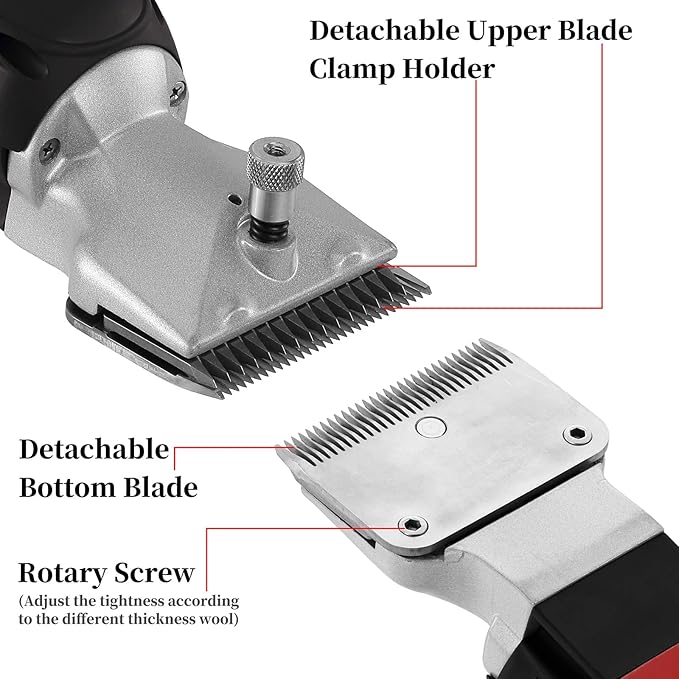 DUCKBOY Heavy Duty Clippers for Thick Coats Animals, 500W Professional Electric Shearing Machine for Horse Pony Cattle and Large Dogs Livestocks Grooming, 6 Speed & 2 Detachable Shearing Blades-Mewly Pet