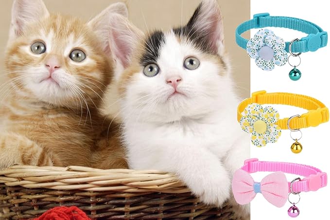 16 PCS Cute Cat Collars Breakaway with Bell for Boy Cats and Girl Cats Gifts (#5-Multicolor Plaid)-Mewly Pet