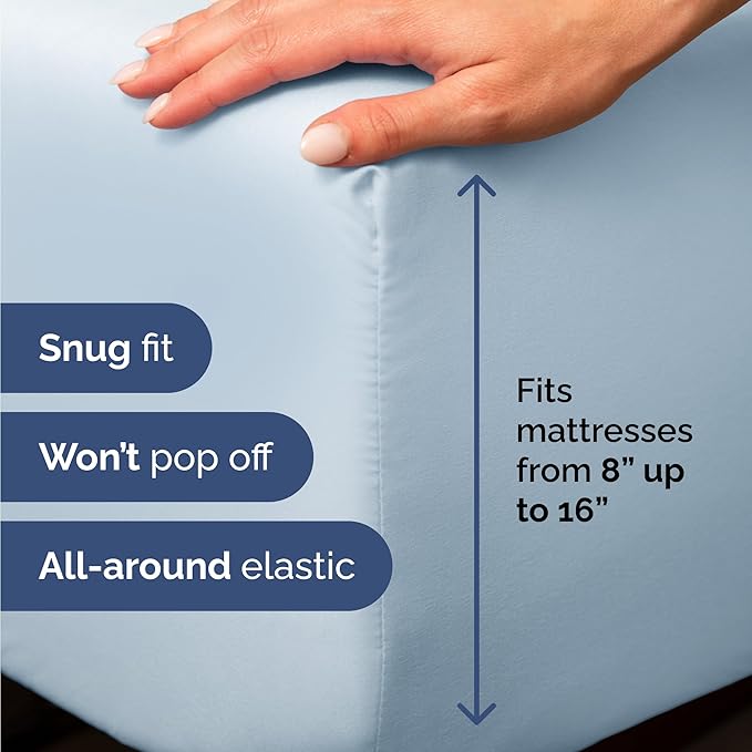Twin 4 Piece Sheet Set - Comfy Breathable & Cooling - Ultra Soft Hotel Luxury Bedding Set w/ 8-16 Inch Deep Pockets - 1 Flat & 1 Fitted Sheet & 2 Pillowcases - Wrinkle Free and Easy Care - Sky Blue