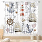 Nautical Kitchen Curtains, Vintage Marine Coastal Sailboat Compass Anchor Ocean Beach Lighthouse Watercolor Decorative Drapes for Bedroom Living Room Kitchen Bathroom Window 2 Panels Set, 63"x63" Inch