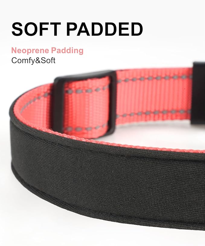 TagME Airtag Dog Collar,Waterproof Reflective Pet Collar with Airtag Holder,Soft Padded and Double D-Rings for Puppy,Baby Pink-Mewly Pet