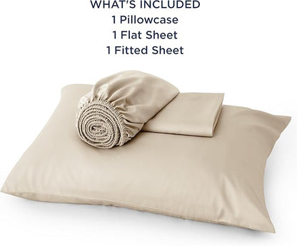 Bedsure Cooling Sheets Twin XL, Rayon Derived from Bamboo, Breathable & Soft Twin XL Sheet Sets, Deep Pocket Up to 16 Inches, Hotel Luxury Silky Dorm Bedding for Hot Sleepers, Beige