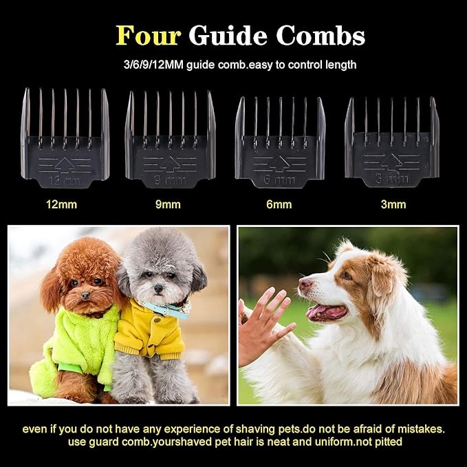 Dog Clippers for Grooming, Professional 5000mAh Battery Dog Trimmer for Thick Hair,Heavy Duty Cordless Dog Trimmer for Grooming, Low Noise with Guard Combs for Dog Cat-Mewly Pet