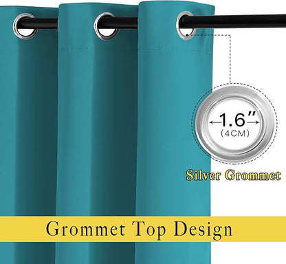 NICETOWN Blackout Curtain Panels 95" L - Window Treatment Energy Saving Thermal Insulated Solid Grommet Blackout Drapes for Living Room (Peacock Teal, 1 Pair, 80 by 95-Inch)