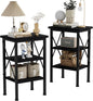 VECELO Modern Nightstands X-Design Side End Table Night Stand with Storage Shelf for Bedroom,Living Room,Set of 2 (Black A2)