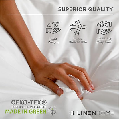 Linen Home 100% Cotton Percale Sheets California King Size, Tera Clay, Deep Pocket, 4 Pieces Set - 1 Flat, 1 Deep Pocket Fitted Sheet and 2 Pillowcases, Crisp Cool and Strong Bed Linen