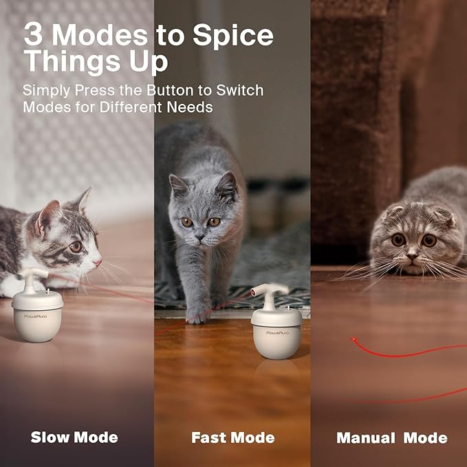 Cat Laser Toys, Automatic Cat Laser Toy Tumbler Design, Rechargeable Cat Laser Pointer 360°Irregular Rotation, 3 Modes Interactive Cat Toy for Indoor Cats of All Ages and Sizes (Beige)-Mewly Pet