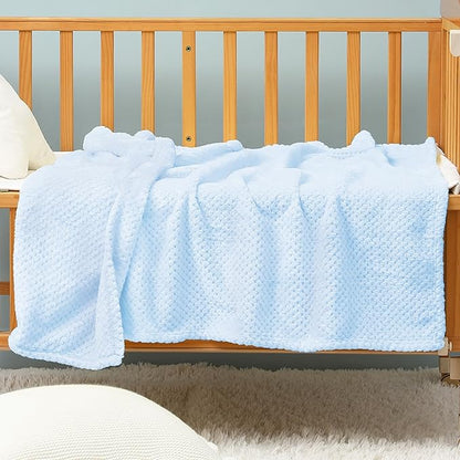 Exclusivo Mezcla Fleece Throw Blanket, Super Soft and Warm Blankets for Couch, Sofa and Bed Waffle Textured, Cozy, Fuzzy and Lightweight (Light Blue, 40x50 Inches)