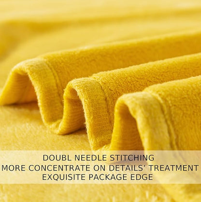 Soft Queen Size Blanket for All Season Warm Fuzzy Microplush Lightweight Thermal Fleece Summer Autumn Fall Winter Spring Blankets for Queen Full Bed Couch Sofa,90x90 Inches,Yellow