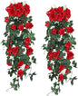 RECUTMS Hanging Flowers Artificial Plants 2PCS 3.3Ft Rose Vine Flower for Home Room Garden Wedding Indoor Outdoor Decoration (Red)