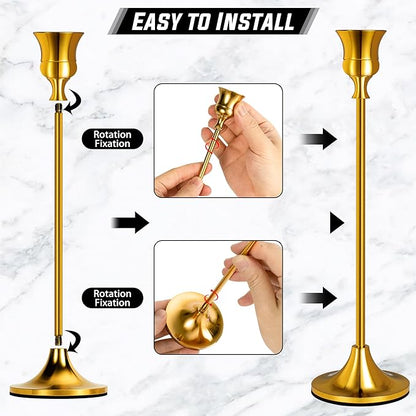 6pcs Gold Candle Stick Holder Candle Sticks Holder Decor Candle Holders for Candlesticks Candle Holders for Pillar Candles Gold Taper Candle Holder