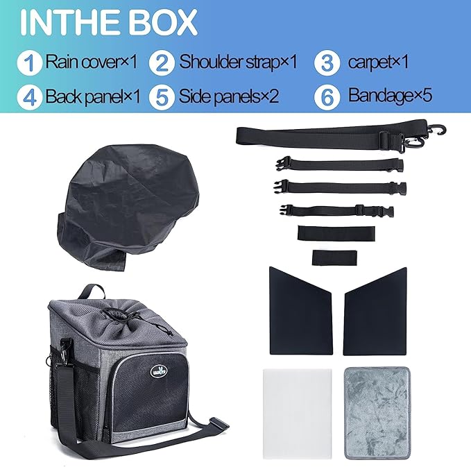 Dog Bike Basket Carrier, Pet Bicycle Front Carrier Backpack for Bike Riding Foldable Removable, Reflective Strips, 2 Side Storage Pockets, Pet Travel Bag for Cats Small Dogs-Mewly Pet