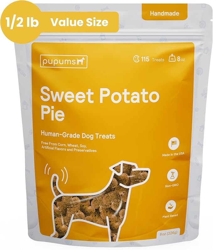 Sweet Potato Dog Treats Organic Ingredients Grain Free Non-GMO Highly Digestible Dog Biscuits Made in USA (8oz)-Mewly Pet