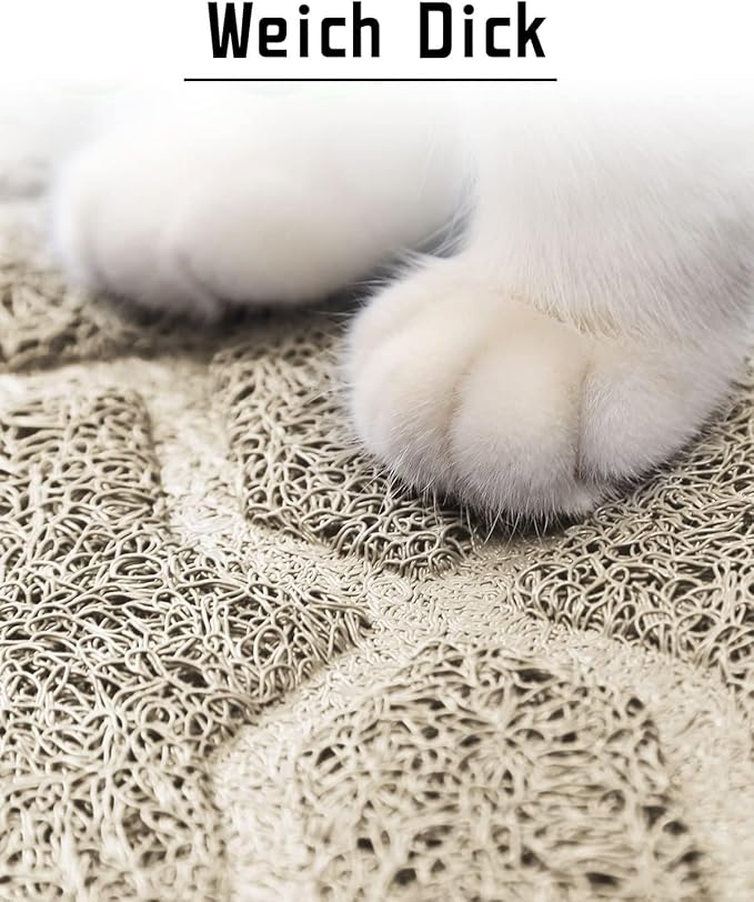 Yimobra Cat Litter Mat, 47"x36" Litter Box Mat with Litter Lock Mesh, Soft Cat Litter Mat Litter Trapping Mat, Easy to Clean, Non-Slip, Water Resistant, Litter Free Floors, Beige-Mewly Pet