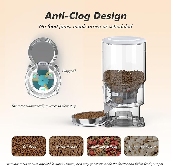 Automatic Cat Feeder with Camera - 5G WiFi Timed Cat Food Dispenser, 1080P HD Video with Night Vision, 1-15 Meals, 1-99 Portions, 2-Way Audio, Keeps Dry Food Fresh, 5L Auto Pet Feeder Also for Dogs-Mewly Pet