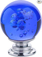 10 PCS Crystal Cabinet Knobs Round Glass Bubbles Dresser Knobs Smooth Drawer Knobs Handle for Home, Cabinet, Drawer and Dresser Hardware with 3 Different Size Screws, 30MM (Blue)