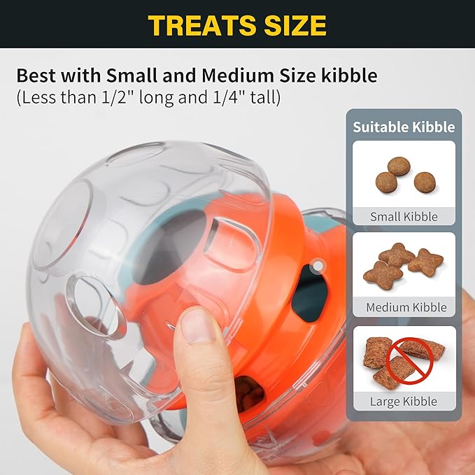 PrimePets Dog Treat Ball, Adjustable Food Dispensing Interactive Toys, Slow Feeder Treat Ball, 4.8'' Green/Red-Mewly Pet