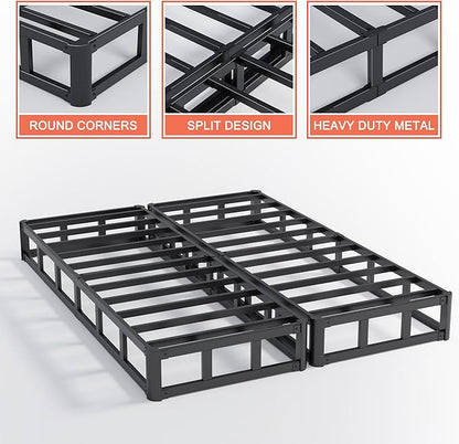 9 Inch Split King Box Spring High Profile Box Spring King Size Heavy Duty Metal Bed Base with Fabric Cover, Mattress Foundation, Noise Free, Easy Assembly