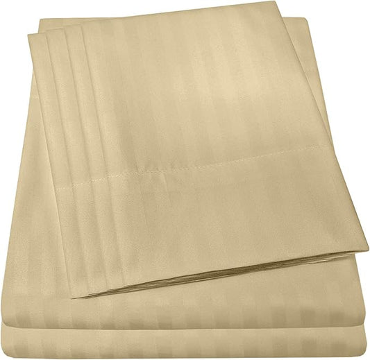 Dobby Stripe Queen Sheets - 6 Piece 1500 Supreme Collection Fine Brushed Microfiber Deep Pocket Queen Sheet Set Bedding - 2 Extra Pillow Cases, Great Value, Queen, Dobby Sage