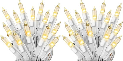 Holiday Pride White Christmas Tree Lights - 100 Count Clear White Lights String on White Wire - 24 Ft - Indoor/Outdoor Use - UL Listed - Static & Flashing Modes - Connectable (Pack of 2)
