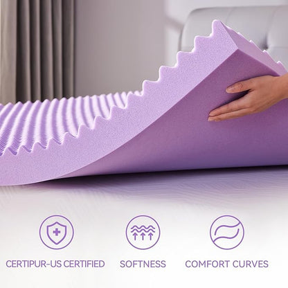 SINWEEK 3 Inch Egg Crate Memory Foam Mattress Topper King Size, Soft Mattress Pad for Back Pain Relief, Bed Topper, CertiPUR-US Certified