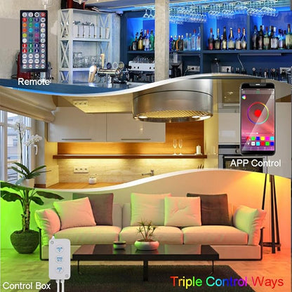 QZYL 50 Feet Led Strip Lights Home,Led Lights for Bedroom,Music Sync Color Changing Flexible Timing Rope Lights,44 Key Remote App Control RGB Tape Light DIY Colors Luces for Bedroom Party Decoration