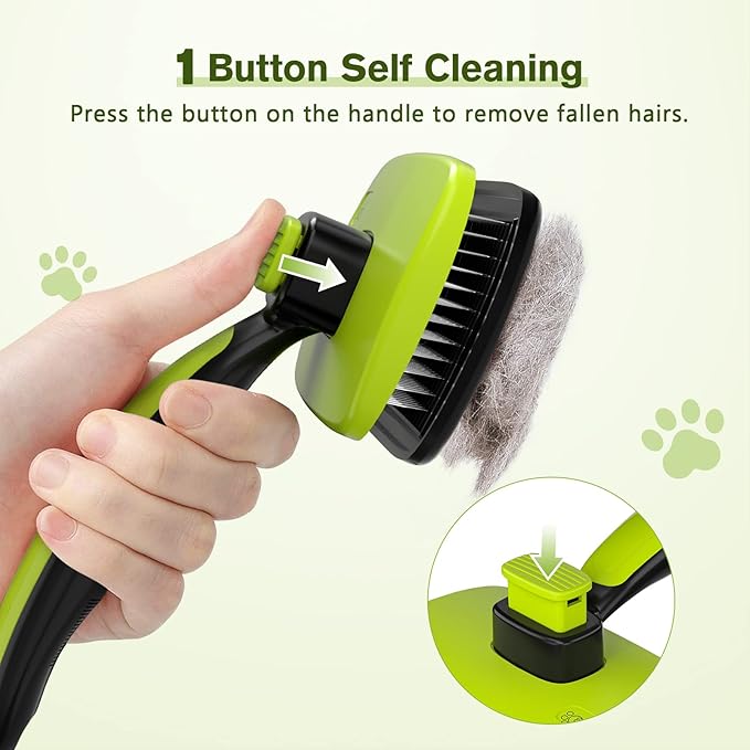Pecute Self-Cleaning Slicker Brush for Dogs, Cats, Lightweight Dog Brush for Shedding Massaging Grooming, Cat Brush Gently Removes Loose Fur Undercoat for Small Dogs Cats Rabbits of All Hair Types-Mewly Pet