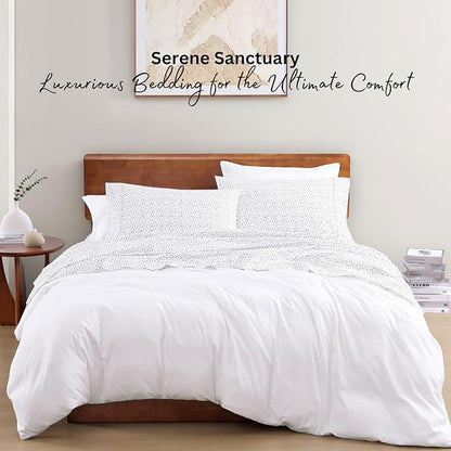 LANE LINEN 100% Organic Cotton Sustainaly Produced Twin XL Bed Sheets, Okeo Tex Certified Printed Cotton Sheets, Luxury Hotel Percale Soft & Comfy Comes in Variety of Colors & Prints- Haze Grey