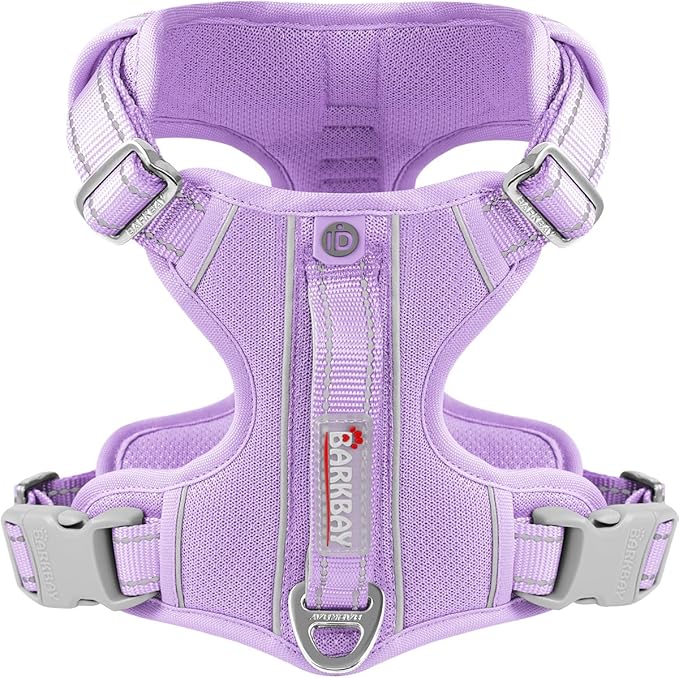 BARKBAY Dog Harness No Pull with ID Tag Pocket - Heavy Duty, Reflective, Easy Control for Large Dogs(Violet Purple,L)-Mewly Pet