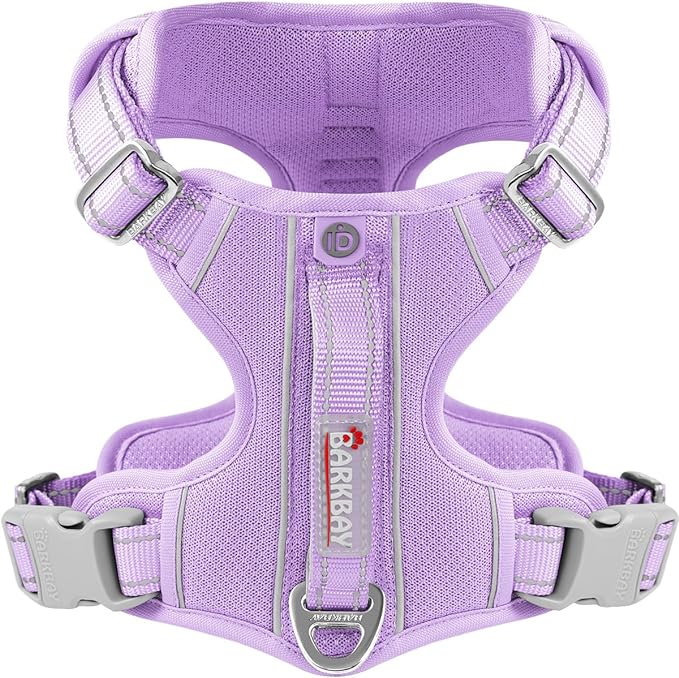 BARKBAY Dog Harness No Pull with ID Tag Pocket - Heavy Duty, Reflective, Easy Control for Large Dogs(Violet Purple,M)-Mewly Pet
