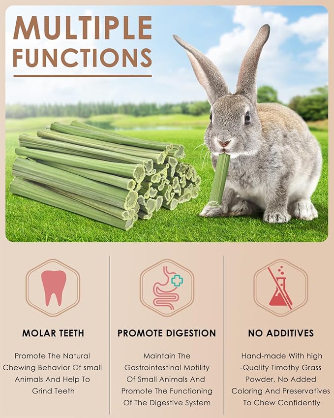 Bissap 50PCS Rabbit Chew Sticks, Natural Papaya Stems Bunny Chews Treats for Rabbits Hamsters Chinchillas Guinea Pigs Small Animals Organic Molar Chewing Snack-Mewly Pet