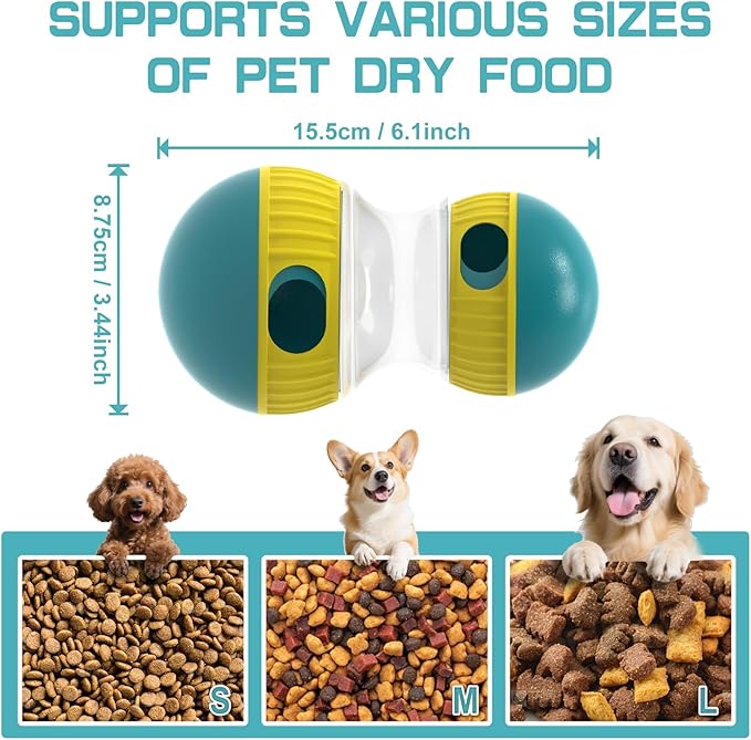 Interactive Dog Puzzle Toys for Indoor Adjustable Food Dispensing Treat Dispenser Ball & Slow Feeder for Large/Medium/Small Dog to Keep Them Busy, Green-Mewly Pet