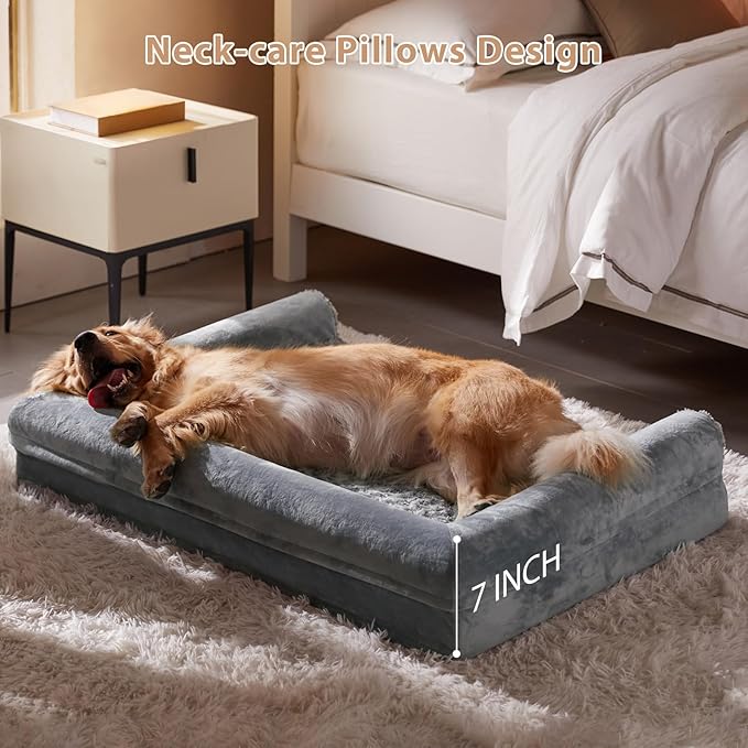 BFPETHOME Dog Beds for Large Dogs, Orthopedic Dog Bed for Medium Large Dogs,Big Waterproof Couch Pet Bed with Removable Washable Cover-Mewly Pet