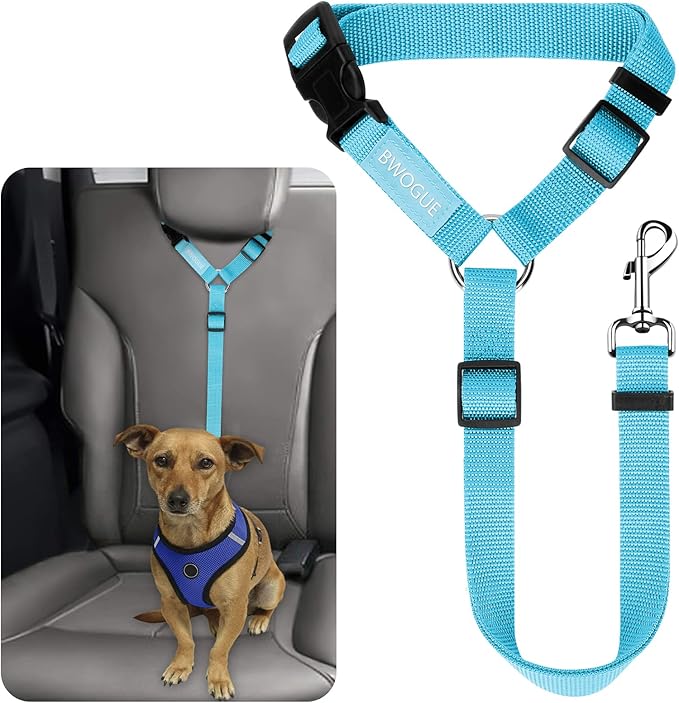 BWOGUE Pet Dog Cat Seat Belts, Car Headrest Restraint Adjustable Safety Leads Vehicle Seatbelt Harness (1 Pack)-Mewly Pet