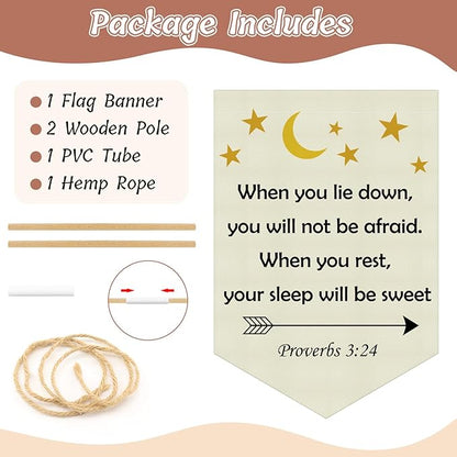 Christian Wall Banner Kids Religious Bible Verse Hanging Pennant Flag Banner motivational Inspirational Christian Wall Decor for Kids Room Nursery Playroom Baby Room Christmas Birthday Gifts