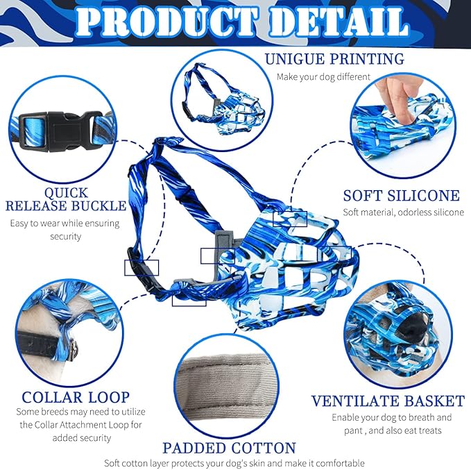 BARKLESS Dog Muzzle, Silicone Basket Muzzle for Small Medium Large Dogs, Soft Cage Mouth Cover Prevent Biting Chewing, Allow Drinking Panting, Suitable for German Shepherd-Mewly Pet