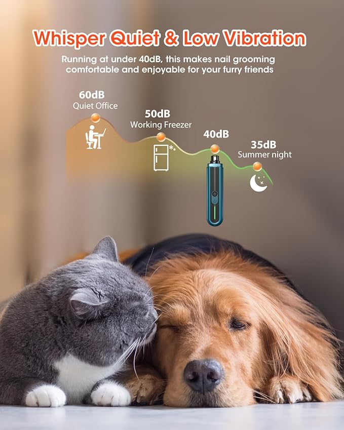 Super Powerful Dog Nail Trimmers, Dog Nail Clipper and Dog Nail Grinder Combo, Ultra Quiet, 3 Speeds, 4 Bright Lights, with Travel Lock, for Small, Meddium and Large Dogs, Cats, Small Animals-Mewly Pet