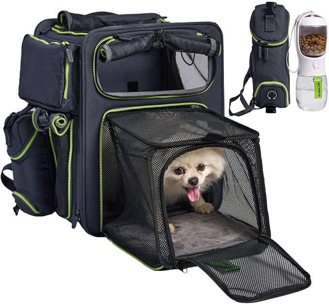 Cat Backpack Carrier & Dog Car Seat for Small Pets Up to 25 lbs - Expandable Cat Carrier Backpack with Safety Leash and Breathable Mesh - Waterproof for Travel - 3 in 1-Mewly Pet