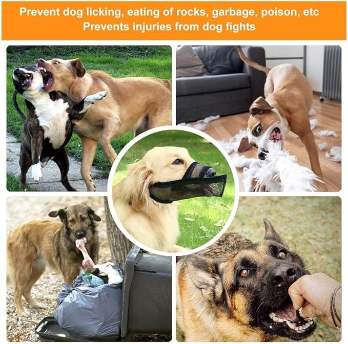 Crazy Felix Nylon Dog Muzzle for Small Medium Large Dogs Poodle Labrador Golden Retriever Doberman, Air Mesh Breathable and Drinkable Pet Mouth Guard for Anti-Biting Chewing Scavenging(Black,M)-Mewly Pet